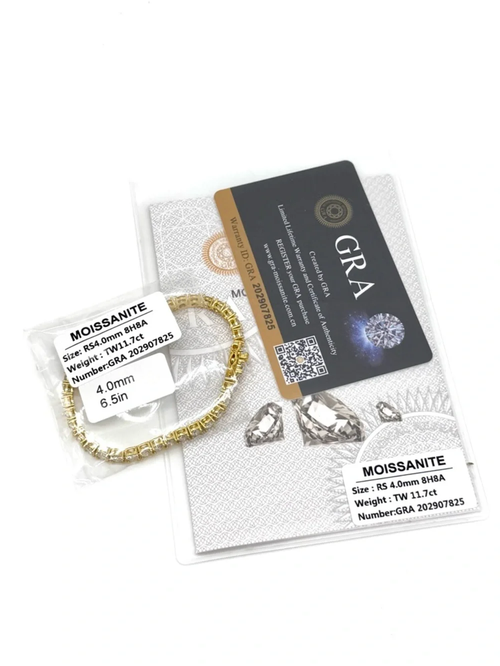 18K Gold Plated, 11.7CTW Moissanite Tennis Bracelet - Picture 7 of 7